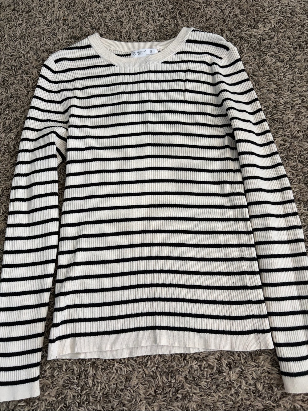Primark Black & White Stripe Ribbed Crew Sweater